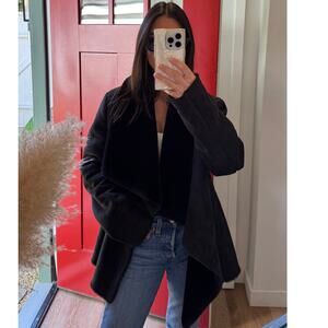 Velvet by Graham & Spencer Faux Suede Sherpa Lined Jacket Black Small